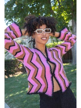 Tach Clothing Merino Wool Chevron Crochet Sweater